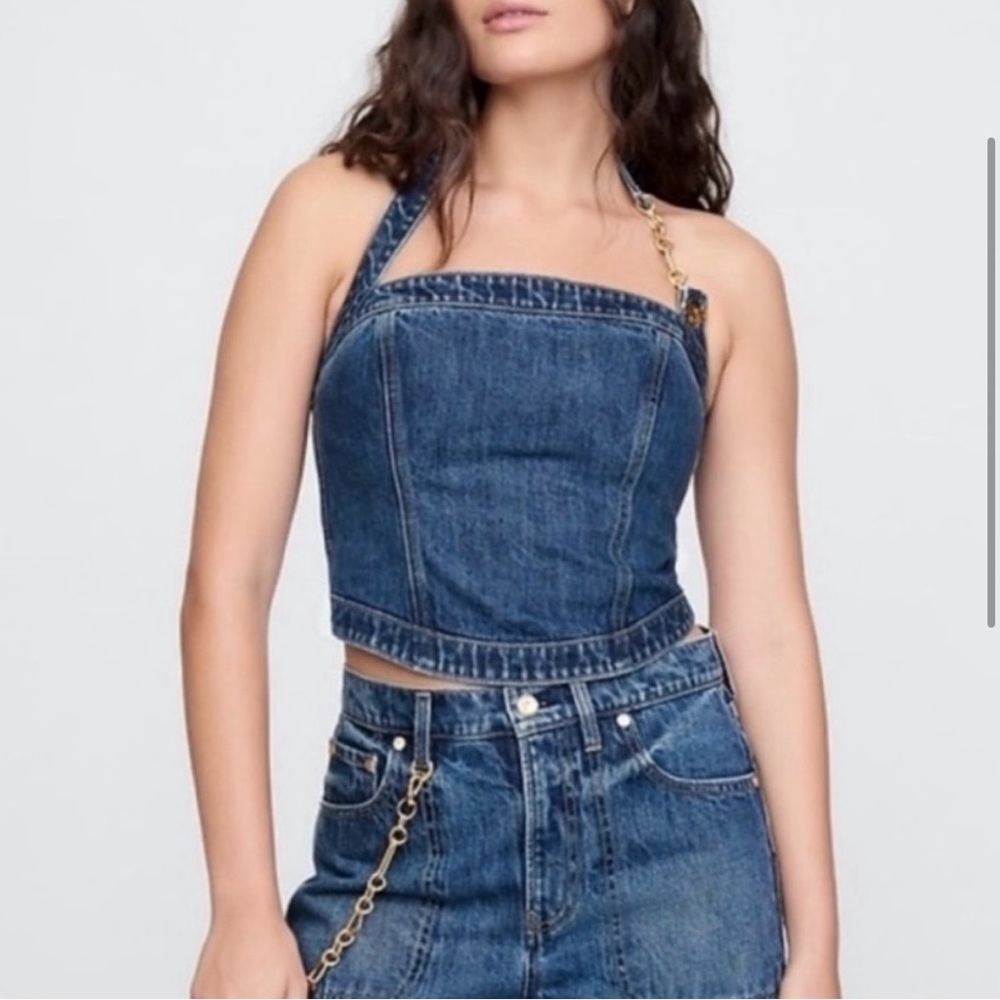 Gap x Cult Gaia Cropped Denim Bustier